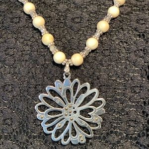 Brighton Fleur Sure Necklace.Daisy pendant with beads and crystal accents.